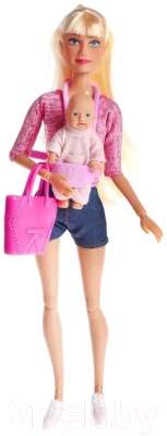 Набор кукол Defa Молодая мама с пупсом с аксессуарами Lucy / 7878698 (розовый)