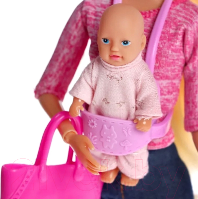 Набор кукол Defa Молодая мама с пупсом с аксессуарами Lucy / 7878698 (розовый)