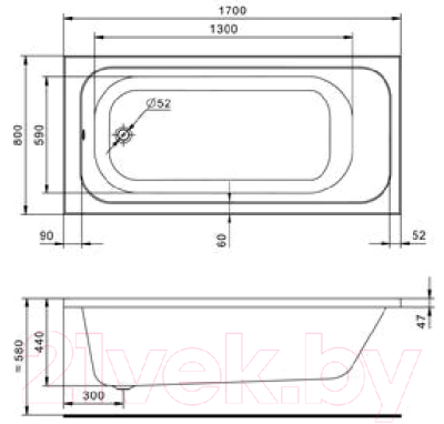 Ванна акриловая Santek Ламма 170x80 (1WH501763)