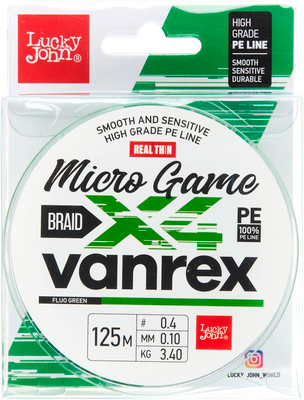 

Леска плетеная, Vanrex Micro Game Х4 Braid Fluo Green 125/010 / LJ4115-010