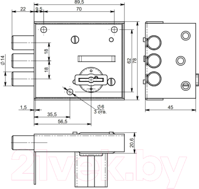 Замок накладной Симеко БИФ-0026x4