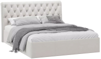 Двуспальная кровать ТриЯ Скарлет универсальная тип 1 с ПМ и заглушиной 160x200 (велюр бежевый) - 