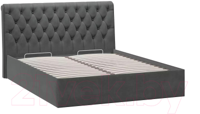 Двуспальная кровать ТриЯ Скарлет универсальная тип 1 с ПМ и зашлушиной 160x200 (велюр графит)
