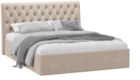 Двуспальная кровать ТриЯ Скарлет универсальная тип 1 с ПМ и заглушиной 160x200 (велюр мокко светлый) - 