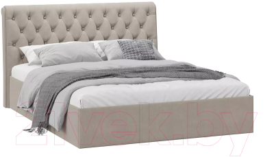 Двуспальная кровать ТриЯ Скарлет универсальная тип 1 с ПМ и заглушиной 160x200 (велюр мокко темный)