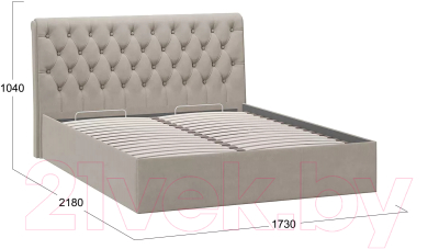 Двуспальная кровать ТриЯ Скарлет универсальная тип 1 с ПМ и заглушиной 160x200 (велюр мокко темный)