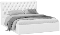 Двуспальная кровать ТриЯ Скарлет универсальная тип 1 с ПМ и заглушиной 160x200 (кожзам белый) - 