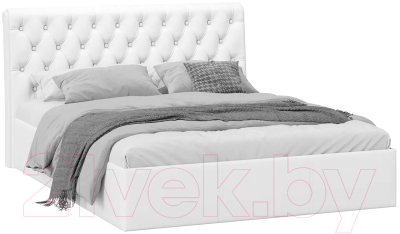 Двуспальная кровать ТриЯ Скарлет универсальная тип 1 с ПМ и заглушиной 160x200 (кожзам белый)