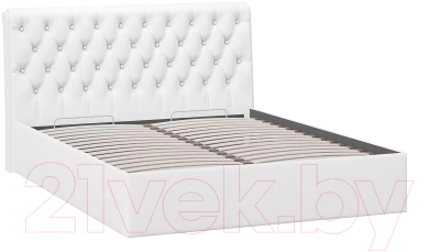 Двуспальная кровать ТриЯ Скарлет универсальная тип 1 с ПМ и заглушиной 160x200 (кожзам белый)