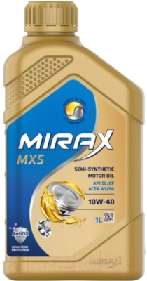 Моторное масло MIRAX MX5 10W40 SL/CF A3/B4 / 607022 (1л)