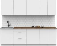 Кухонный гарнитур Интермебель Микс Топ-9 2.6м (белый премиум/дуб фигурный светлый) - 
