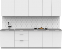 Кухонный гарнитур Интермебель Микс Топ-9 2.6м (белый премиум/мрамор лацио белый) - 