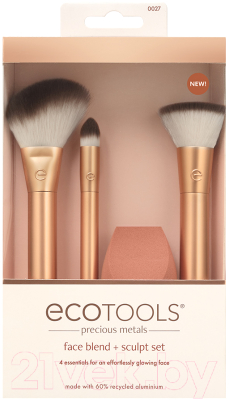 Набор кистей для макияжа Ecotools Precious Metals Face Blend + Sculpt Set ET2700