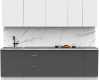 Готовая кухня Интермебель Микс Топ-9 2.6м (белый премиум/графит серый/мрамор лацио белый) - 