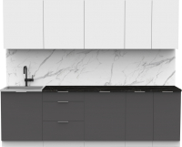 Кухонный гарнитур Интермебель Микс Топ-9 2.6м (белый премиум/графит серый/тунис) - 