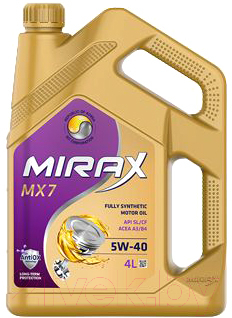 Моторное масло MIRAX MX7 5W40 SL/CF A3/B4 / 607025 (4л)