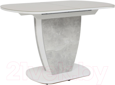 Обеденный стол Аврора Бристоль 120-151.5x80 (стекло капучино/сильвер/белый)