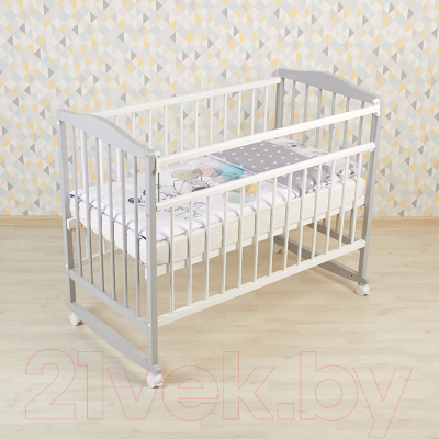 Детская кроватка Фея 204 / 0005512-16 (белый/серый)