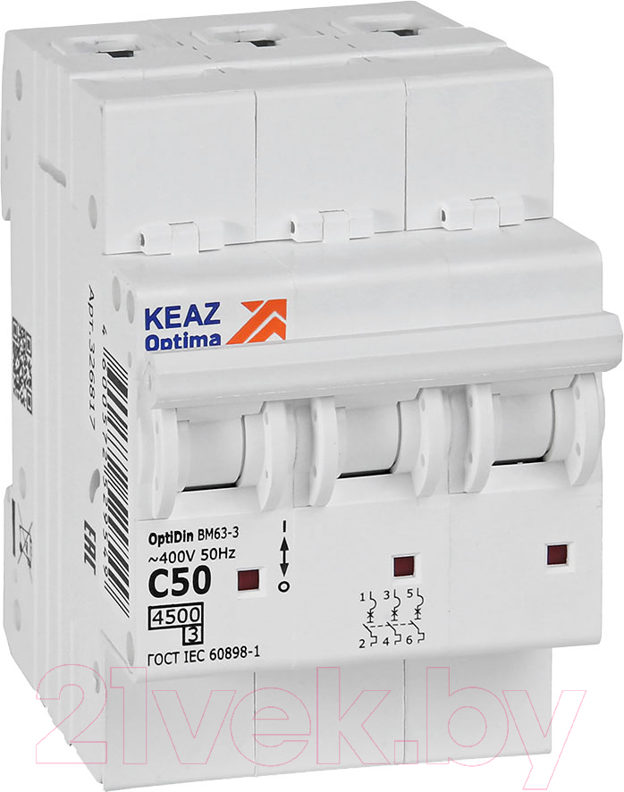 Выключатель автоматический КЭАЗ OptiDin BM63-3C50-4.5-УХЛ3 / 326817
