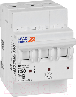 Изображение товара Выключатель автоматический КЭАЗ OptiDin BM63-3C50-4.5-УХЛ3 / 326817