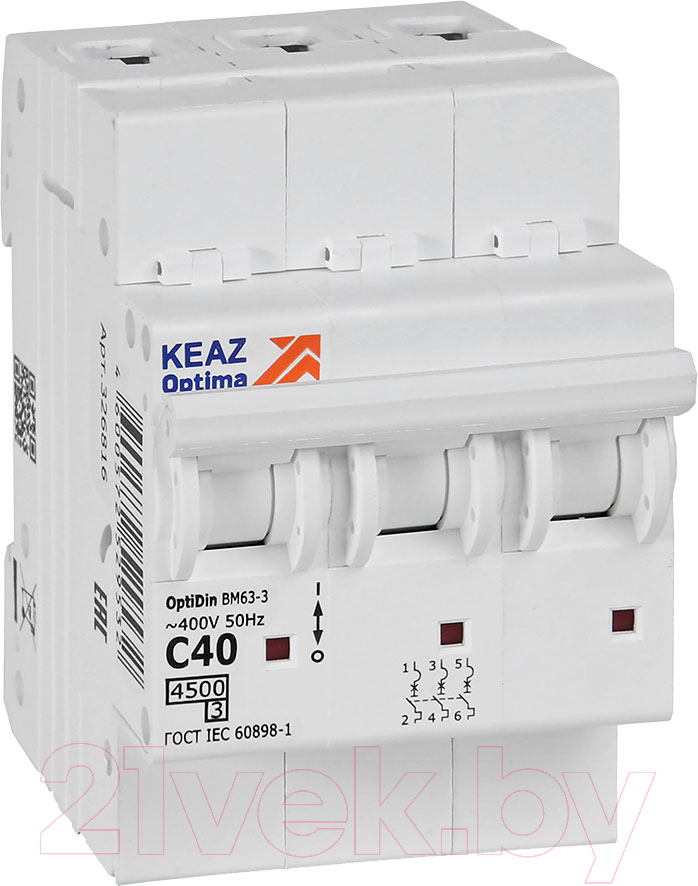 Выключатель автоматический КЭАЗ OptiDin BM63-3C40-4.5-УХЛ3 / 326816