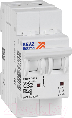 Выключатель автоматический КЭАЗ OptiDin BM63-2C32-4.5-УХЛ3 / 326806