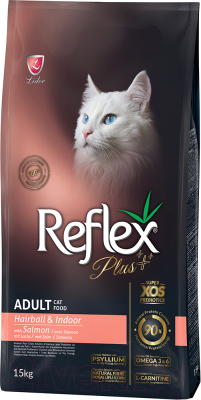 Сухой корм для кошек Reflex Plus Hairball с лососем и курицей (15кг)