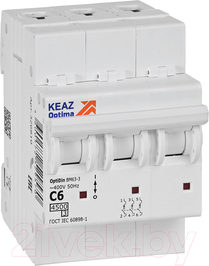 Выключатель автоматический КЭАЗ OptiDin BM63-3C6-4.5-УХЛ3 / 326810