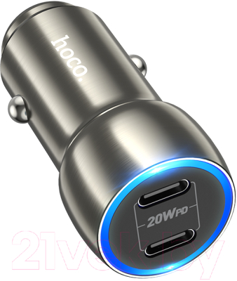 Зарядное устройство автомобильное Hoco Z48 (металлик)