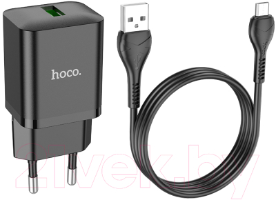 Зарядное устройство сетевое Hoco N26 + кабель Micro (черный)