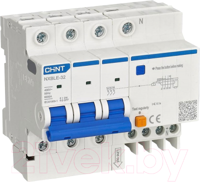 Дифференциальный автомат Chint NXBLE-32 3P+N C10 30mA AC 6kA (R) / 819511