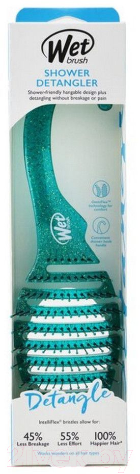 Расческа Wet Brush Shower Glitter Detangler Teal BWR801GREEGL