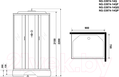 Душевая кабина Niagara NG-33974-14Q 90x70 (матовое стекло)