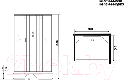 Душевая кабина Niagara NG-33974-14QBK 90x70 (матовое стекло)