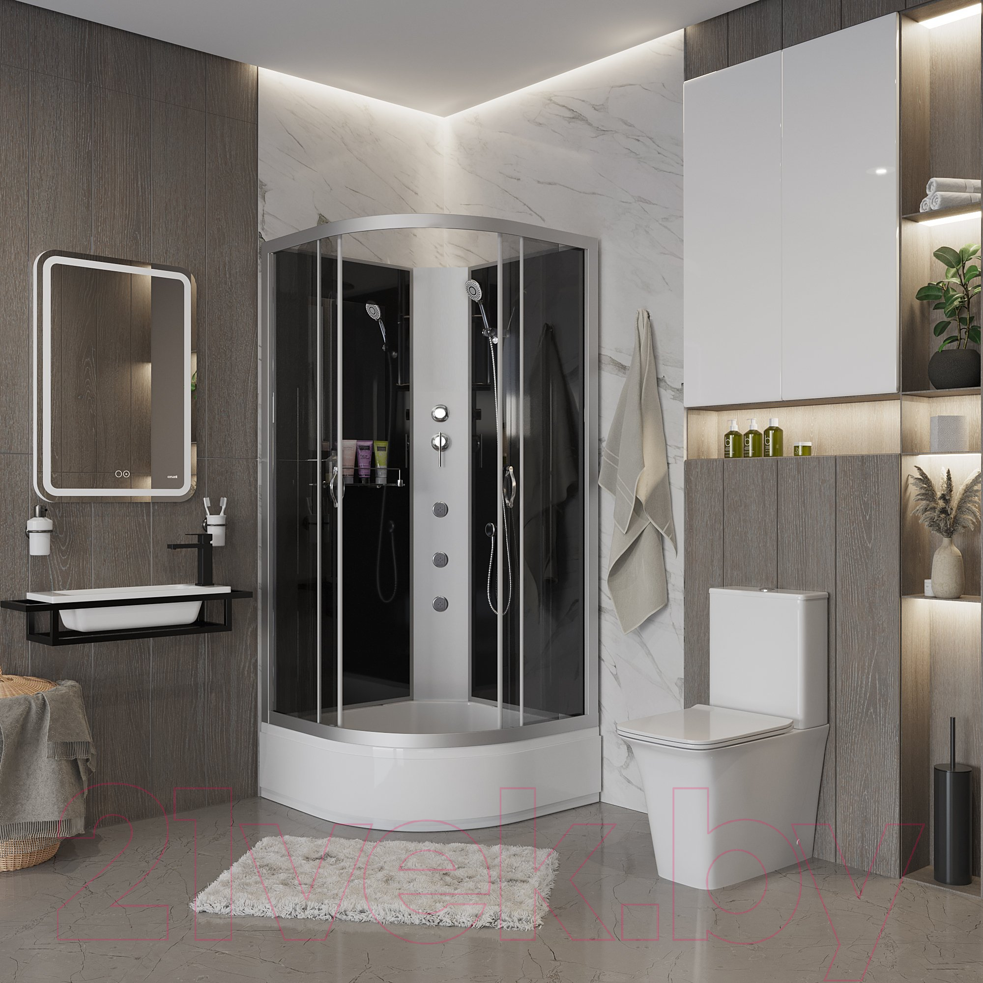 Душевая кабина Niagara NG-3502-14BKG 100x100 (тонированное стекло) — фото 3