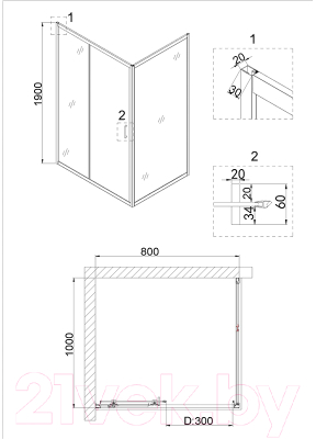 Душевой уголок Niagara NG-82-8AB-A100B 80x100