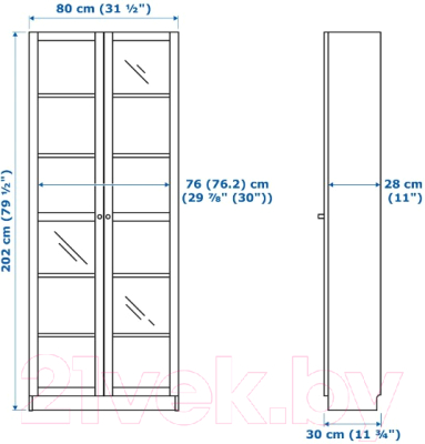 Шкаф с витриной Ikea Билли 203.856.19