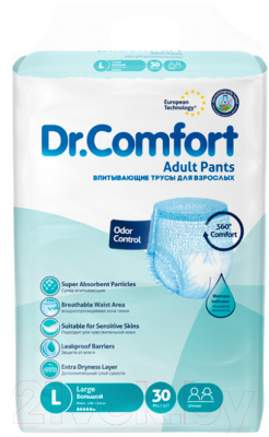 Трусы впитывающие для взрослых Dr. Comfort Adult Pant Jumbo pack Large (30шт)