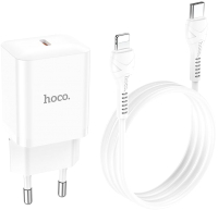 Зарядное устройство сетевое Hoco N27 + кабель Lightning to Type-C (белый) - 