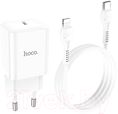 Зарядное устройство сетевое Hoco N27 + кабель Lightning to Type-C (белый)