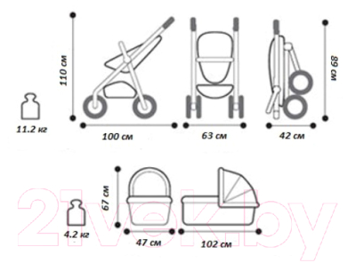 Детская универсальная коляска Mima Xari Seat Box 2 в 1 (Snow White)