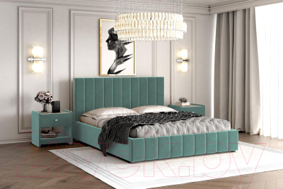 Полуторная кровать Bravo Мебель Нельсон Вертикаль 120x200 с металлокаркасом (бирюза)