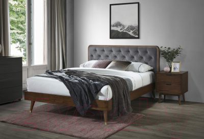 Двуспальная кровать Halmar Cassidy 160x200 (серый/орех)