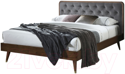 Двуспальная кровать Halmar Cassidy 160x200 (серый/орех)