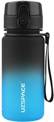 Бутылка для воды UZSpace Colorful Frosted / 3034 (350мл, черный/синий)