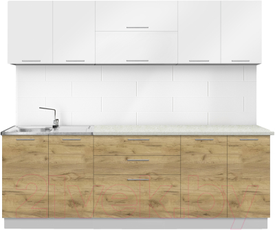 Готовая кухня Артём-Мебель Адель СН-114 без стекла ДСП 2.4м (белый/дуб крафт золотой)