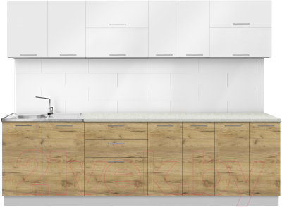 Готовая кухня Артём-Мебель Адель СН-114 без стекла ДСП 2.6м (белый/дуб крафт золотой)