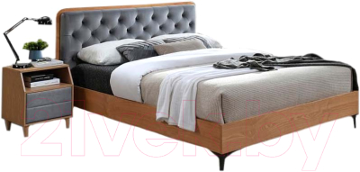 Двуспальная кровать Signal Donna Velvet 160x200 (Bluvel 14, серый/дуб)