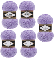 Набор пряжи для вязания Alize Lanagold 49% шерсть, 51% акрил / 166 (240м, светло-сиреневый, 5 мотков) - 
