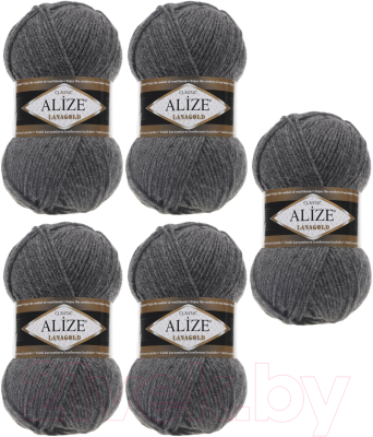 Набор пряжи для вязания Alize Lanagold 49% шерсть, 51% акрил / 182 (240м, средне-серый меланж, 5 мотков)